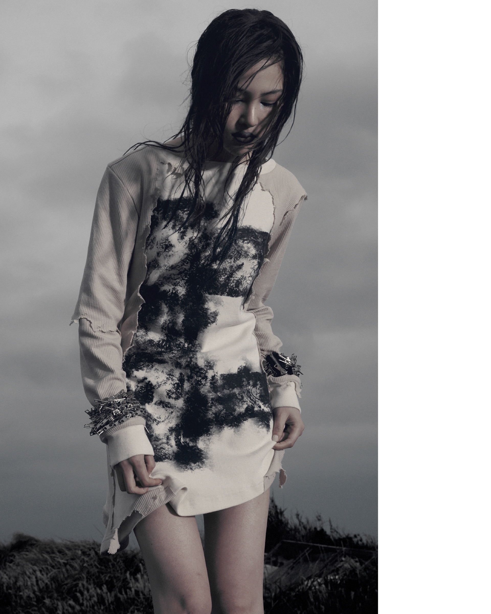 The Power of Failing Pt.1 editorial portrait featuring a printed dress